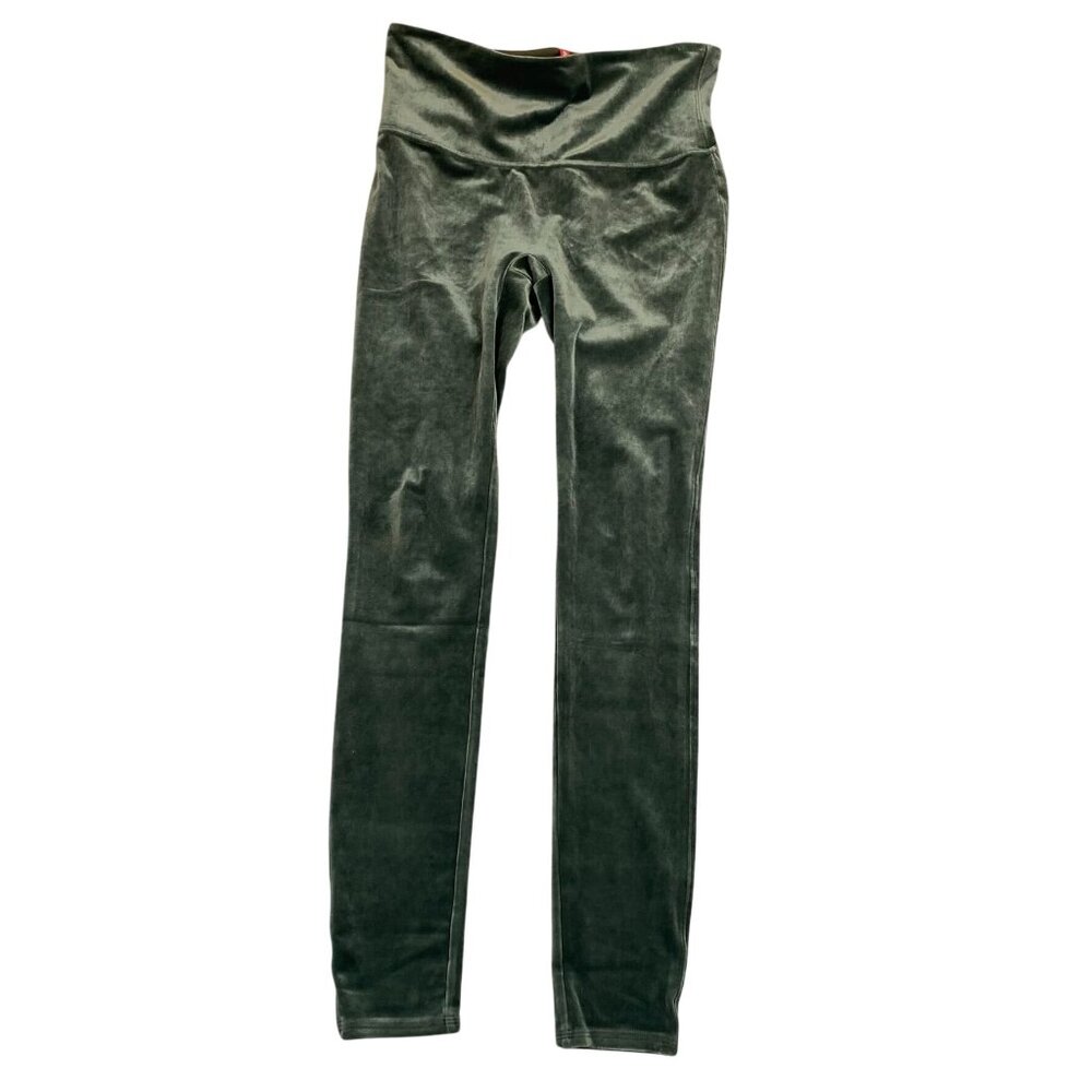 Spanx Woman's Leggings Large High-Waisted Velvet In Forest Green